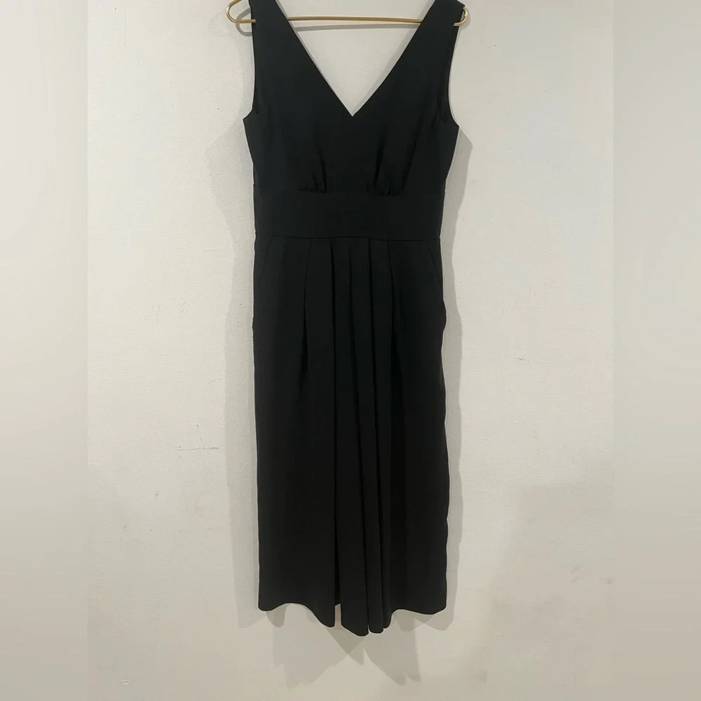 J. Crew V-Neck Black Jumpsuit Women's Sz 4 Cropped Wide Leg